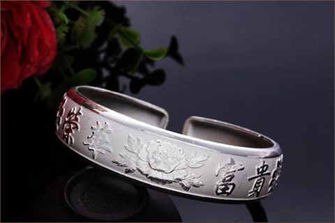 S999足銀榮華富貴牡丹花開(kāi)口手鐲MGS00047