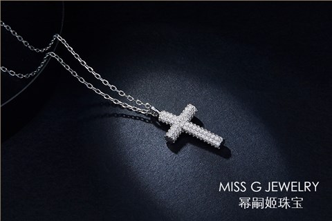 簡(jiǎn)約十字架鑲嵌鋯石925銀飾定制