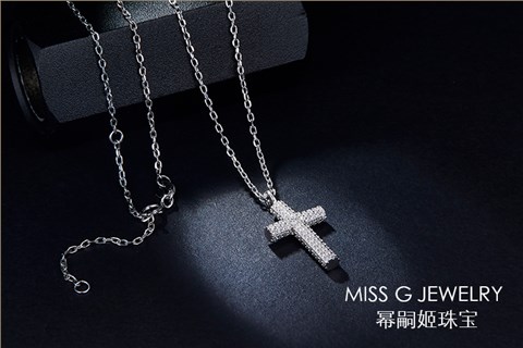 簡(jiǎn)約十字架鑲嵌鋯石925銀飾定制