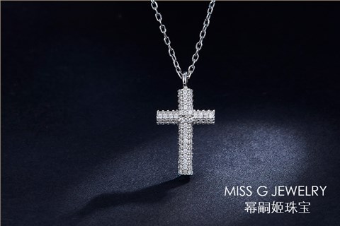 簡(jiǎn)約十字架鑲嵌鋯石925銀飾定制