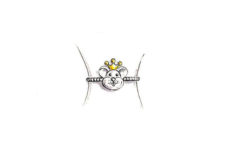 MISSG珠寶原創(chuàng)設(shè)計(jì)手繪作品可愛小老鼠925銀飾品手鐲加工定制首飾廠