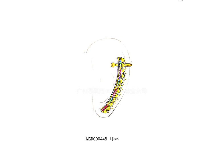 MISSG珠寶原創(chuàng)設(shè)計(jì)款式彩虹系列耳夾耳環(huán)925銀飾品加工定制首飾廠